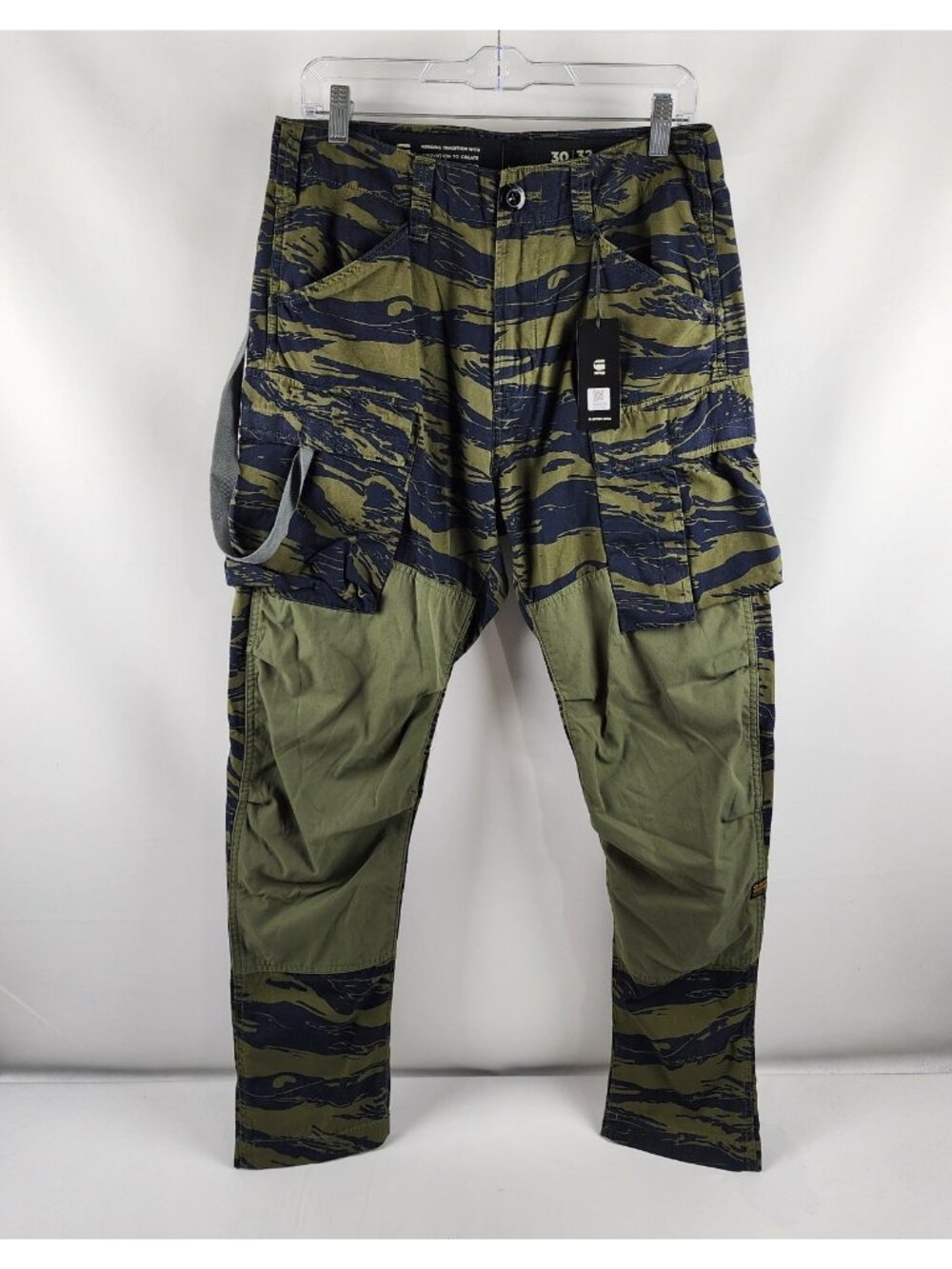 G Star RAW Pants Mens 30x32 Tiger Camo 3D Tapered Cargo 2.0 Vintage Ripstop NWT